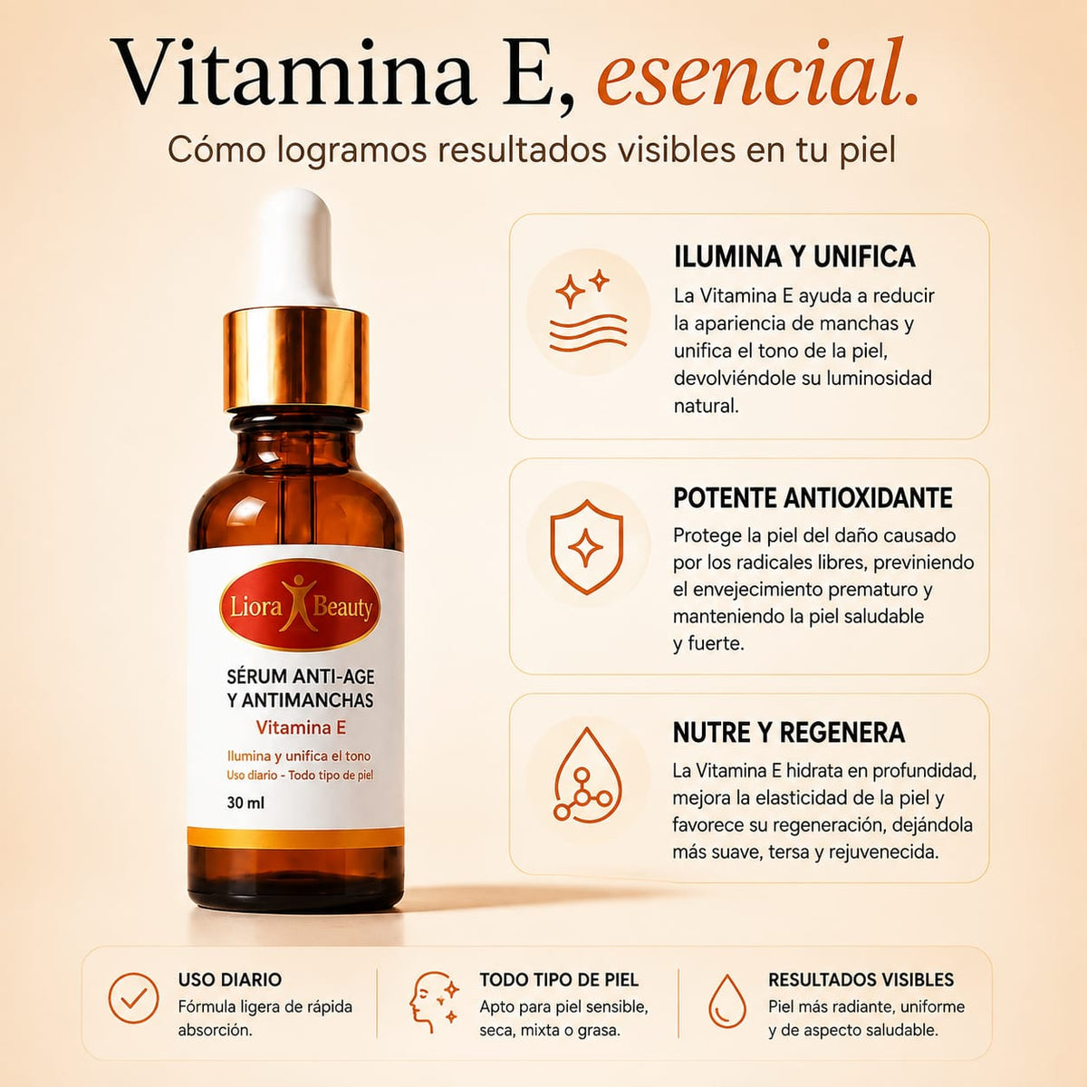 Serum Anti-Manchas con Ácido Kójico + Vitamina E 2X1 | Piel Más Uniforme y Luminosa