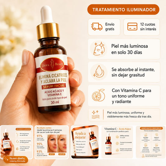 Serum Anti-Manchas con Ácido Kójico + Vitamina E 2X1 | Piel Más Uniforme y Luminosa