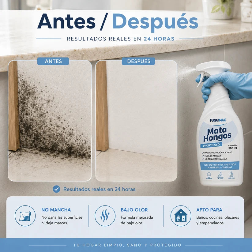 Removedor de moho | Paredes más limpias, frescas y protegidas en minutos.